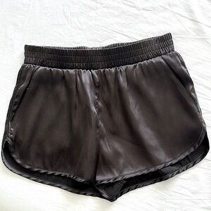 H&M Black Athletic Satin Shorts with pockets